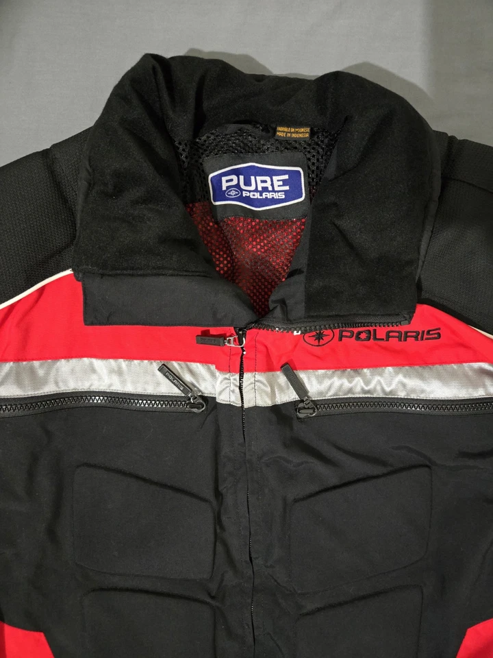Polaris riding jacket mens Large vented mesh red black silver padded chest elbow - Image 2 of 4