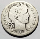 1916-D  Silver Barber Quarter