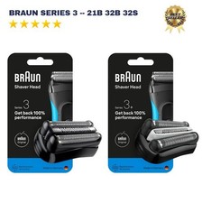 2 Pack Braun Series 3 32B Electric Shaver Replacement Foil Cutter Head UK