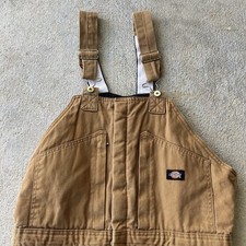 Dickies Duck Insulated Bib Overalls Brown Mens Size Large