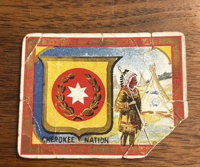 Helmar Turkish Cigarettes Tobacco Trade Card Coat Of Arms Cherokee Nation