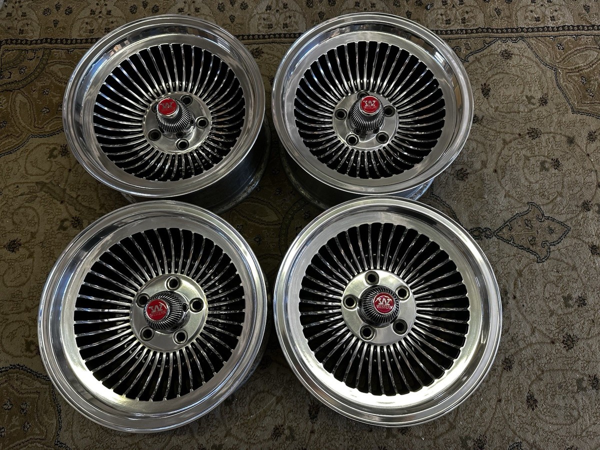 4 VINTAGE Appliance 15x7 40-SPOKE Turbine Wheels Ford/Mopar Van