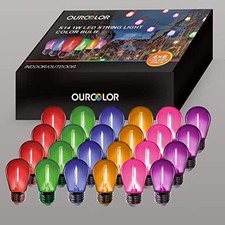 24 Pack Multicolor S14 1W LED String Light Bulb, Home Decor, Holiday, Party, ...
