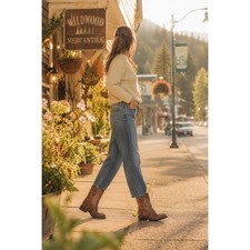 Ariat Probaby Driftwood Brown Leather Western Cowgirl Boots Star Embroidery 9B