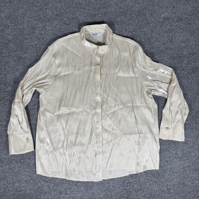 Rita Ora x Primark Shirt Womens Large Champagne Satin Shimmer Button Front
