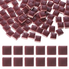 9mm Square Mosaic Tile, 300g Ceramic Mosaic Tile Bulk, Wine Red