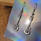 Handcrafted Silver Tone Guitar Dangle Earrings Music & Dance Theme — photo 2