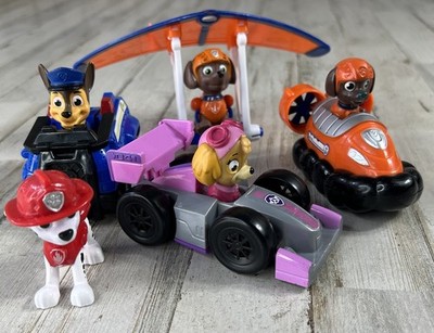 Paw Patrol Vehicle Lot of 4 Rescue Racers And One Figure, Autos And One Flyer