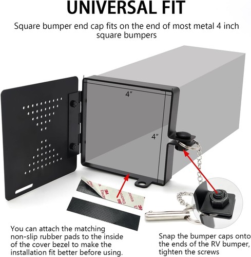 RV Bumper Cap Cover,RV Plug End Cap,Square Caps for Black - Picture 2 of 6