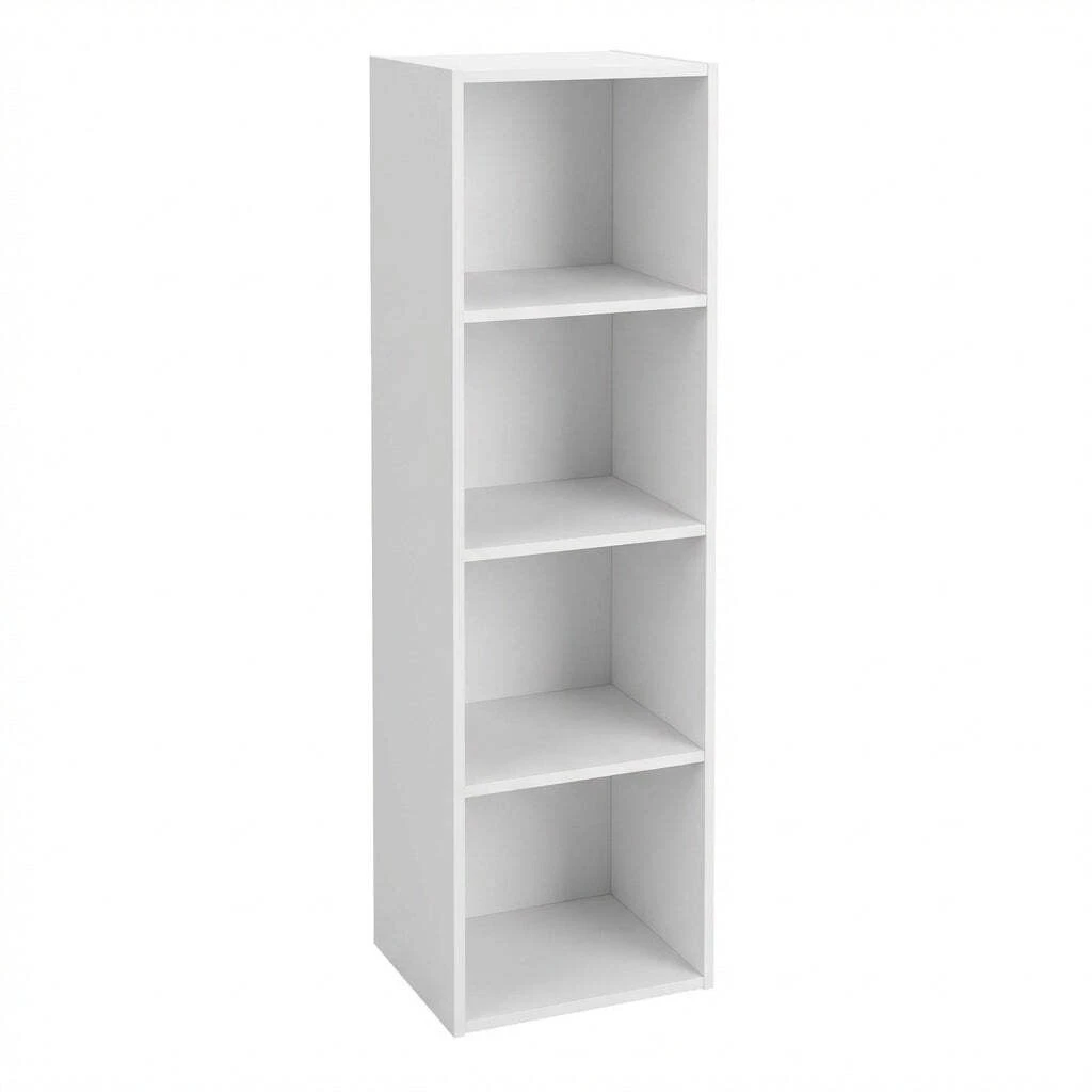 Libreria A Cubo 8 Scomparti Con 4 Ante - Scaffale Bianco 64x30x138 Cm, Truciolare E1, Antiribaltamento