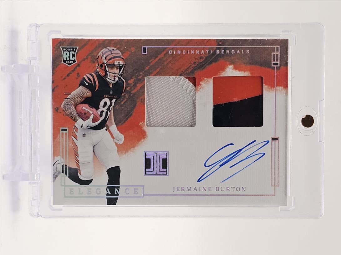 Jermaine Burton Panini Impeccable Elegance Rookie Helmet and Patch Autographs #RHPJBN Silver