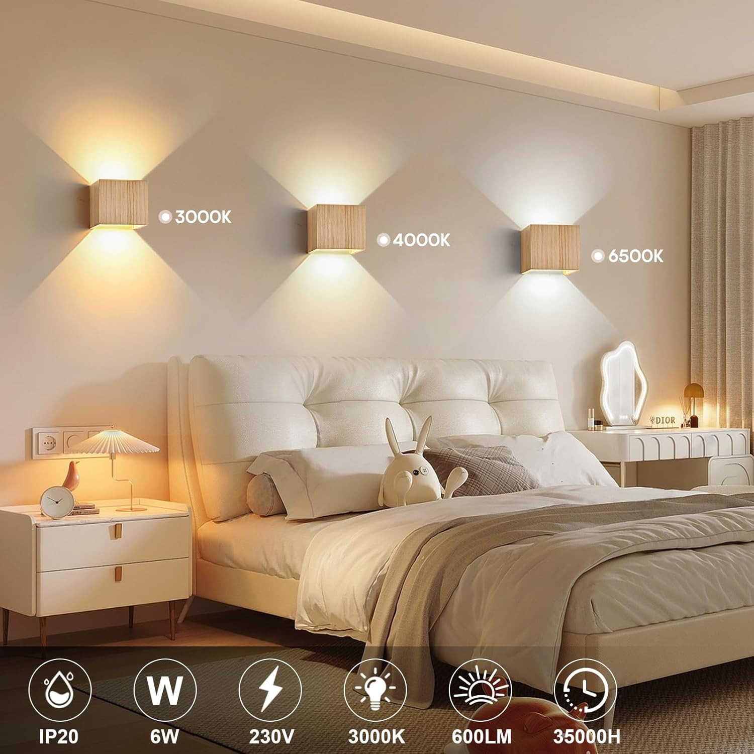 Offerta Applique LED 6W Legno Dimmerabile: Lampada Parete Interno - 2