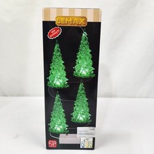 Lemax Crystal Color Changing Lighted Trees Set of four- 3 Color Changeable 4.75"