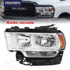 Halogen Headlight For 2019-2024 RAM 2500 3500 With Chrome Housing Driver Side LH