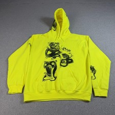 Billie Eilish Hoodie Men Medium Neon Yellow 2019 World Tour Graffiti Graphic Art