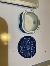 Rare Signed Harry Barnard Wedgwood Blue Jasperware Kidney Trinket Box c1898
