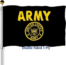 US Army Crest Flag 3x5 Outdoor Double Sided United States Military Flag Black