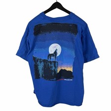 Vintage 90s Marlboro Unlimited Howling Wolf Blue Promo Graphic Shirt Size L