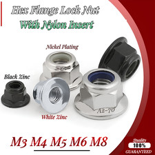 M3 M4 M5 M6 M8 Galvanized / Nickel Plated Hex Flange Lock Nut With Nylon Insert