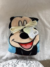 New Disney Baby Blue Mickey Mouse Fleece Blanket 30 x 40  NWT