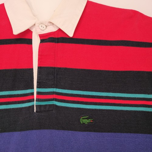 Polo vintage anni 90 Lacoste uomo L retro righe manica lunga made in USA - Foto 4 di 12