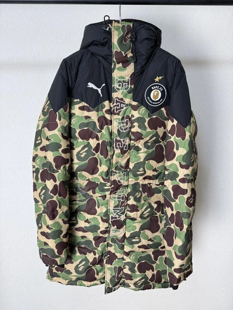 A BATHING APE (BAPE) Piumino Bape Puma Sarucamo verde nero UOMO JP taglia XS usato