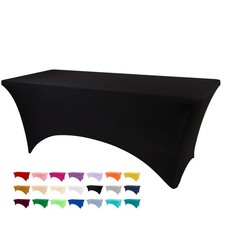 6ft Black Stretch Spandex Fitted Table Cloth for 6 Foot Tables