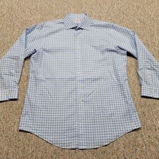 Brooks Brothers Shirt Mens 17 - 2/3 Blue Gingham Check Button Down Slim Fit 346