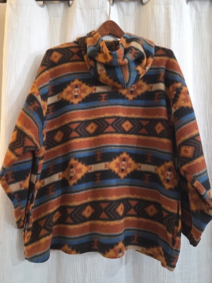 Denim Express Aztec Pullover Hoodie Mens Size Large Western Print Hippie - Image 4 of 4