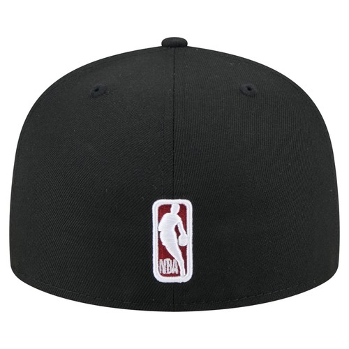 Men's New Era Black Miami Heat State Stitch 59FIFTY Fitted Hat - Imagen 4 de 6