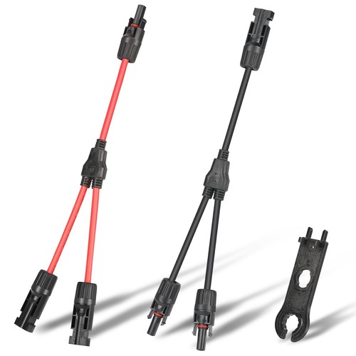 Solar Connectors Y Branch Parallel Adapter Cable 10AWG, Solar Panel 1 to 2 Co...