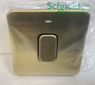 Schneider Lisse Screwless Deco Control Switch Satin Brass Black Int GGBL4011BSB