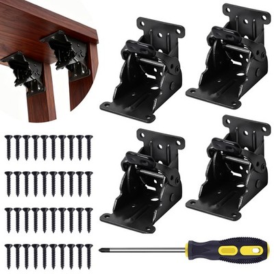 Soleeya 4 Pack Folding Table Leg Brackets with Self-Locking Hinges black 4 