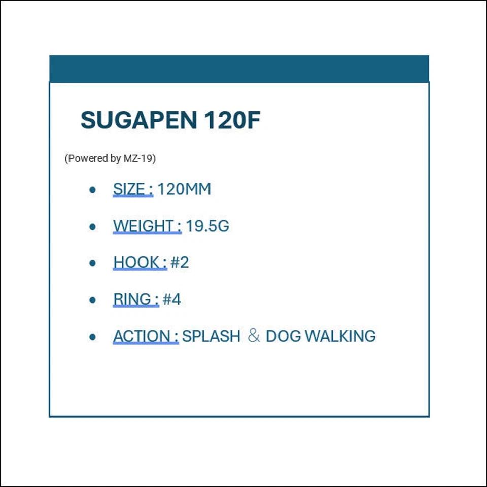Señuelo flotante Bassday Sugar Pen 120F 19,5 gramos H-127 (8033) Foto 4 de 4