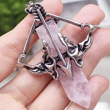 Natural Stone Crystal Quartz Arrow Pendant Love Energy Reiki Healing Amulet