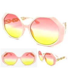 Oversized Exaggerated Vintage Retro Style SUNGLASSES Large Big Pink & Gold Frame