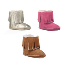 UGG INFANT BRANYON FRINGE BOOTS CHESNUT,PINK,SILVER.