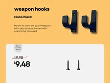 2 PCS Weapon Rack Hooks Shotgun, Rifle Hangers Archery Bow Wall Mount Storage