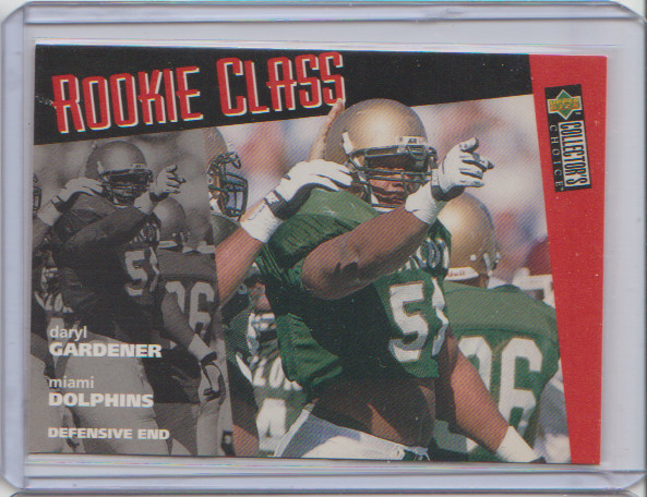 1996 Collector's Choice Rookie #16 Daryl Gardener Miami Dolphins Baylor Bears