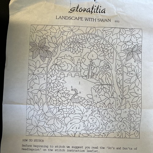 Vintage Glorafilia Needlepoint Tapestry Kit “Landscape With Swan” GL693 + Book - Picture 8 of 18