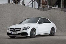 Cars mercedes benz c63 amg modified white sedan Desk Mat Stitched