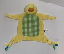 Mud Pie Yellow Chick Baby Lovey Blanket Security Plush Knotted Gingham Stuffed T