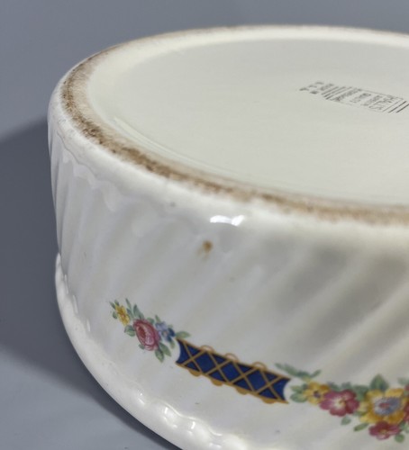 Hall BLUE BOUQUET French Baker Ovenware Casserole Fluted Round Platinum Trim USA - Picture 12 of 19