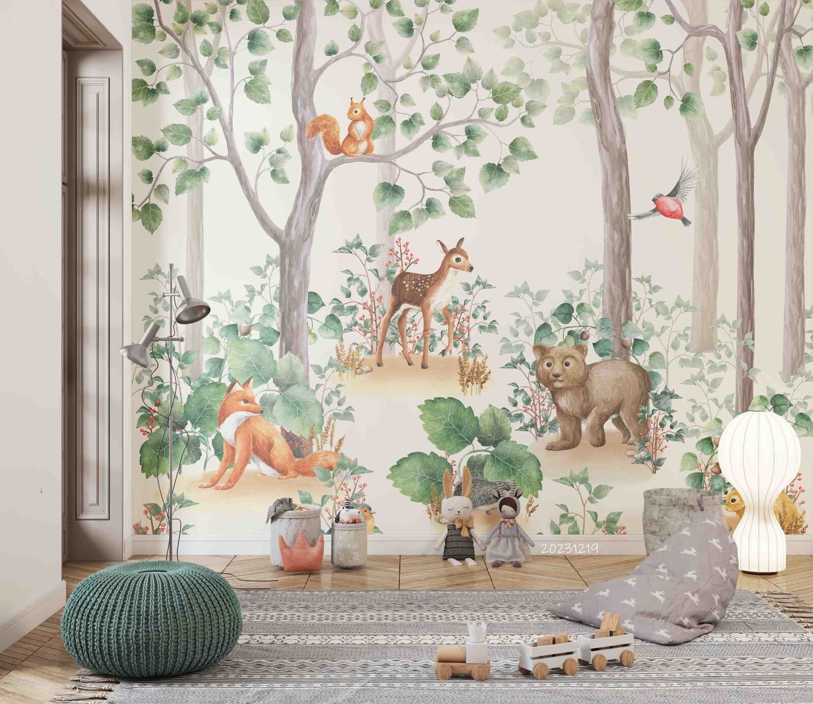 3D Cartoon Forest Fox Elk Wallpaper Murals Sticker for Walls