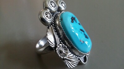 SIGNED VINTAGE KENNY RAY MCNEILLEY JR. SLEEPING BEAUTY TURQUOISE RING SZ 9.5
