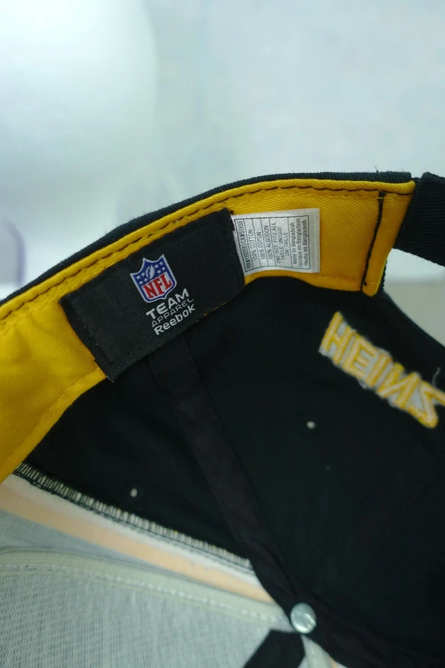 Gorra NFL Reebok Negra Amarilla Steelers Logo Ajustable Heinz Field 100% Algodón Foto 4 de 4