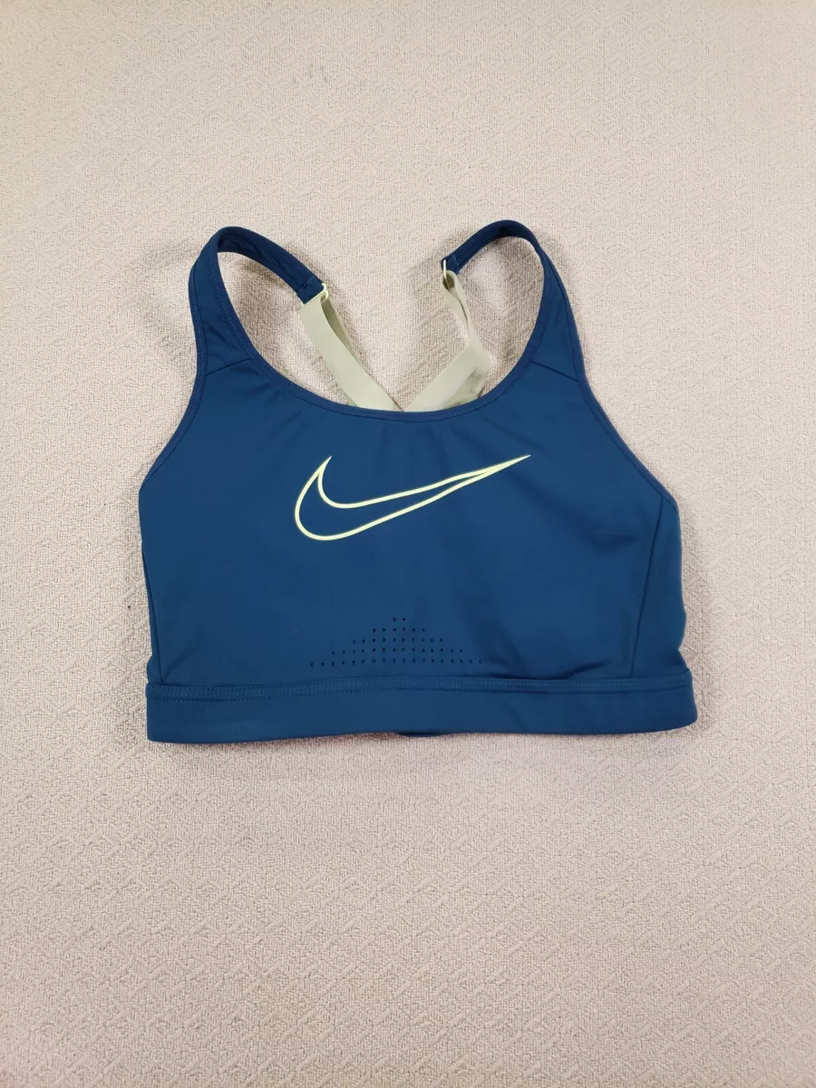 Nike Sports Bra Women Small Teal Just Do It Coverage Strappy Crisscross Back