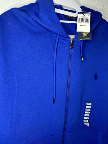 Polo Ralph Lauren Big & Tall Men's Royal Blue Double Knit Full Zip Hoodie Sz 1XB - Picture 4 of 10