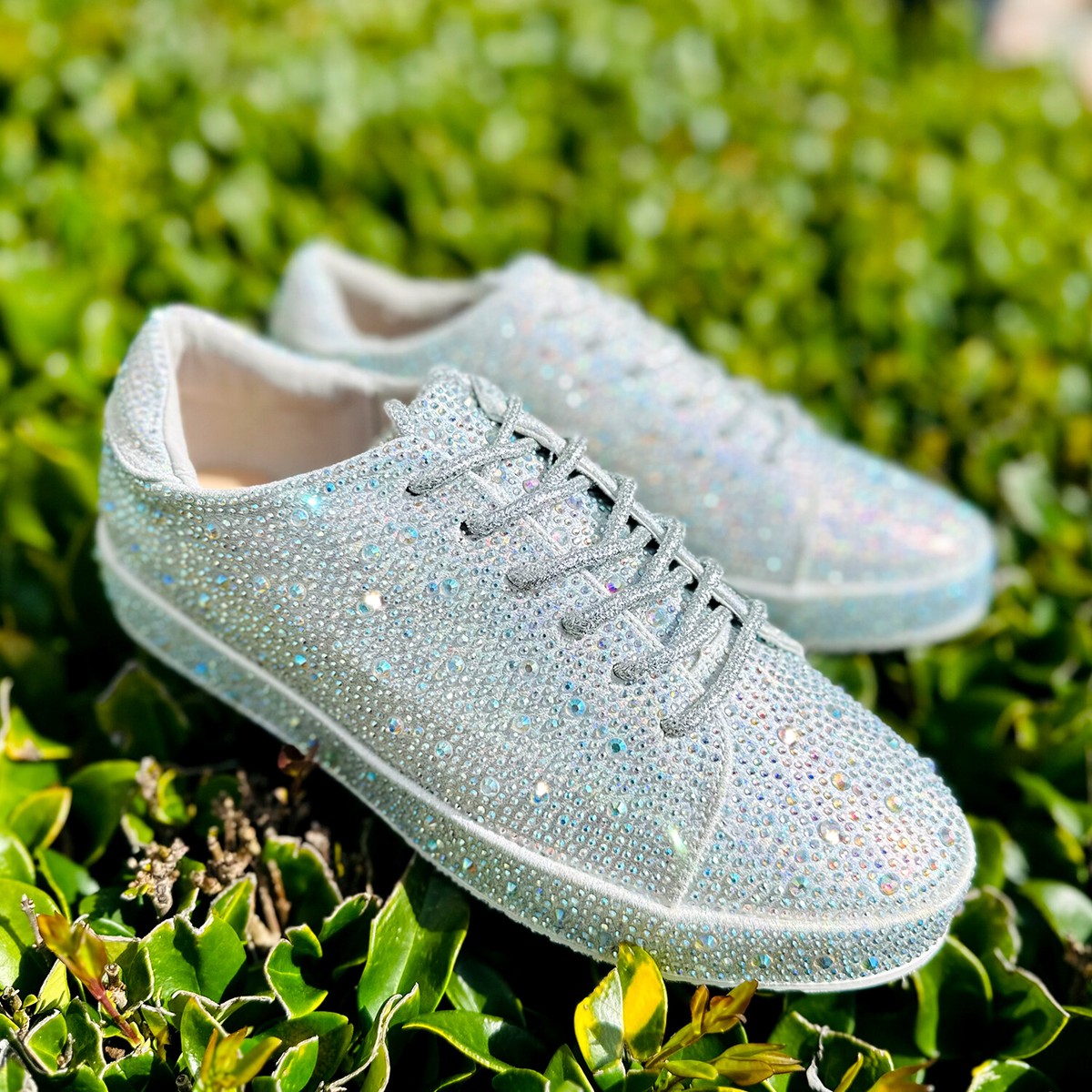 New Women's Bling Rhinestone Crystal Embellished Lace Up