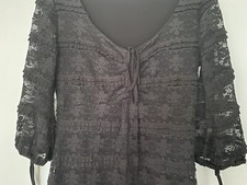 MAILLE DEMOISELLE Black Lace Bodycon Dress - Size 10 - STUNNING 